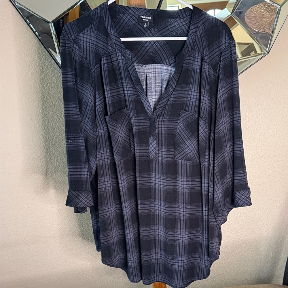 Torrid Dark Plaid Tunic Top